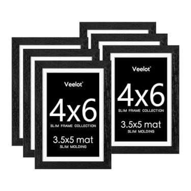 Imagem de Veelot Conjunto de 6 porta-retratos 10 x 15 com acrílico HD resistente a quebras - Use como moldura de 9 x 12 cm com tapete ou tela de 10 x 15 cm sem tapete - Molduras de borda fina para exibição de