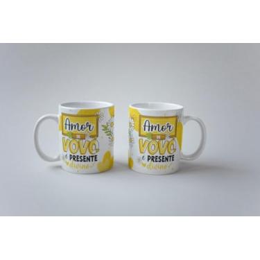 Imagem de Caneca Amor de Vovó é Presente Divino Porcelana Personalizada 325ml (Vovó)
