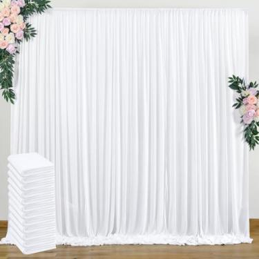 Imagem de Cortina de fundo branca sem rugas de 18,3 m x 3 m para festas, 12 painéis, 3 m, cortinas de fundo de foto branca de poliéster para formatura, aniversário, festa de casamento, cortinas de palco