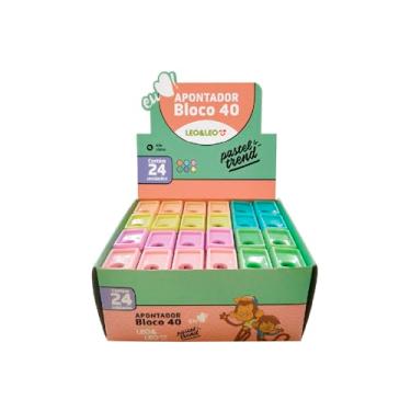 Imagem de APONTADOR PLAST.C/DEPOSITO RETANGULAR 40MM PASTEL TREND CX/24UND LEOELEO