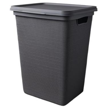 Imagem de Cesto Organizador de Roupa Suja 45L com Tampa Resistente – Juta Multiuso Banheiro Quarto Lavanderia(Cinza)