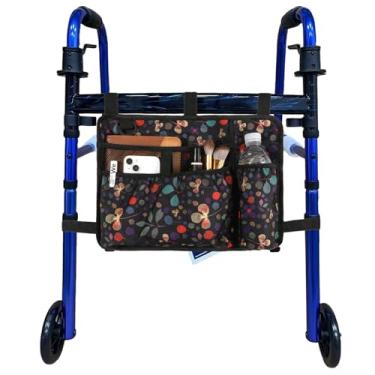 Imagem de Dongawin Cesta para andador com suporte de copo para adultos, dobrável, organizador de rolos, bolsa de armazenamento resistente à água, acessórios de apoio de braço para idosos, idosos e deficientes