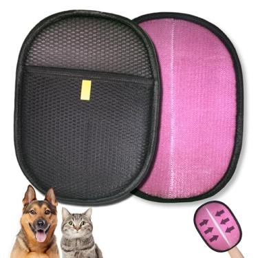 Imagem de Luva de remoção de pelos de animais de estimação para gatos e cães - Ferramenta de remoção de pelos eletrostática reutilizável para móveis, sofá, tapete, roupas e assentos de carro - rosa e preto
