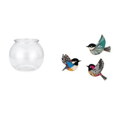 Imagem de Whtkoph Aquário Pequeno E Transparente para Peixes Pequenos, Ornamento Redondo, Tigela, Vaso, Mesa, Escritório, Casa, Plantas, Arte de Parede com Pássaros Voa