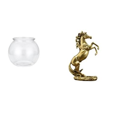 Imagem de Whtkoph Ornamento Transparente para Aquário Pequeno, Vaso, Decoração de Mesa de Escritório, Estátua de Cavalo em Pé, Estatueta Artesanal.