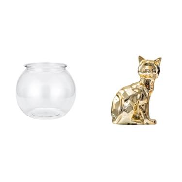 Imagem de Whtkoph Estátua Transparente de Gato para Aquário Pequeno, Figura Decorativa, Escultura de Animal, Ornamento Artesanal para Aquário, Tanque de Peixes, Vaso, M