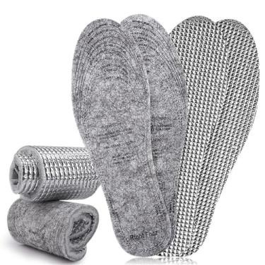 Imagem de Palmilhas térmicas – 2 pares de palmilhas de feltro macias e quentes – sola de alumínio – dupla face utilizável – corte livre – tamanho único