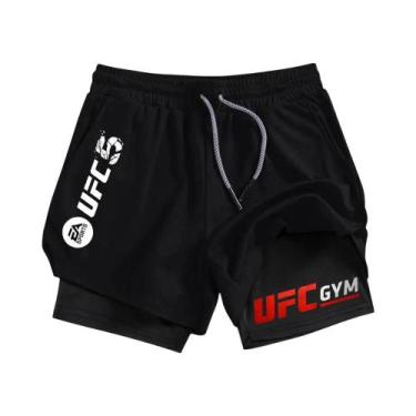 Imagem de Shorts Esportivos Masculinos 2 Em 1 De Secagem Rápida Para Academia E 