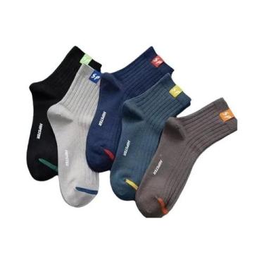 Imagem de Meias Curtas Masculinas 5 Pares Primavera Verão Cano Baixo Esportivas 