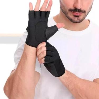 Imagem de Luva De Academia Meio Dedo Academia Musculação Unissex Preta Preto Lisa Unico