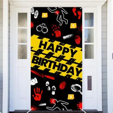 Imagem de Suspect Mystery Crime Clue Evidence Door Cover Banner Detetive Spy Tema Banner Fotografia Fundo Feliz Aniversário Aniversário Festa de Casamento Suprimentos Foto Booth Background Adereços Decoração