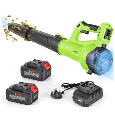 Imagem de Soprador de folhas sem fio - soprador de folhas elétrico potente, sopradores de folhas leves alimentados por bateria para cuidados com o gramado, pátio, poeira, folhas sopradoras (verde)