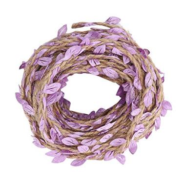 Imagem de Folha de folhagem falsa de videira artificial DIY Decoração de guirlanda Simulação Planta de escalada de rattan para festa de casamento no jardim Decoração de casa 10m 32,8 pés (Roxo claro)
