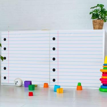 Imagem de HunnmingRe 4 peças 6 peças cortinas de armário de sala de aula para prateleiras 61 x 61 centímetros cortinas autoadesivas para escola, jardim de infância, creche, sala de aula primária, sala de jogos