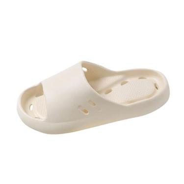 Imagem de Chinelos femininos de verão para casa de banho, secagem rápida, antiderrapante, desodorizante, casual, interior, sapatos de casa confortáveis para mulheres, Branco, 36