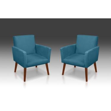 Imagem de Kit 02 Poltrona Nina Suede Azul Claro -Modena Decor  - CASA DA POLTRON