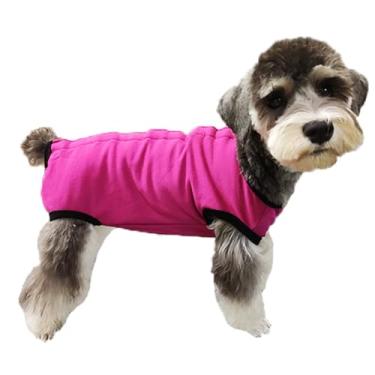 Imagem de Paipeper Camisa de recuperação pós-cirurgia para cachorros, traje cirúrgico de recuperação para cães machos, macacão de cachorro protege feridas cirúrgicas (rosa vermelha-GG)