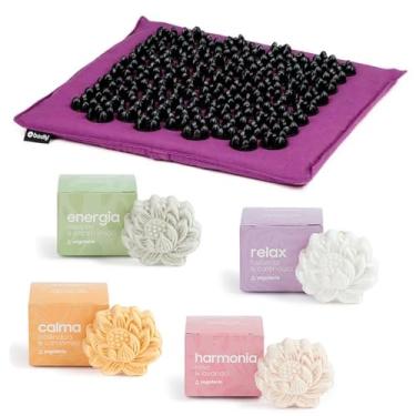 Imagem de YOGATERIA Kit Ritual para os Pés | Massageador Tapete de Acupressão Acupuntura e Kit Escalda Pés Efervescente (Ameixa)