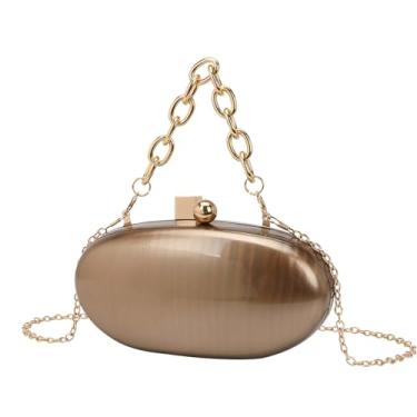 Imagem de KKFAUS Bolsas femininas de acrílico, bolsas carteiro de ombro de corrente elegantes bolsas para telefone, Dourado, 21x8x10.5cm