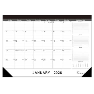Imagem de TOWWI Calendário de mesa 2025, calendário mensal grande de parede ou mesa para agenda diária, escritório, casa - 42 x 29,5 cm (preto)