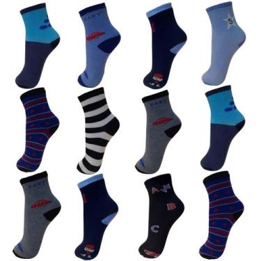 Imagem de Meias Infantil Menino Cano Médio Kit Com 12 pares - MULEKE MULEKA, 2-4