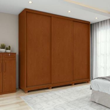 Imagem de Guarda-roupa Casal 3 Portas 100% Mdf Gaia com Pés Frassino/off White