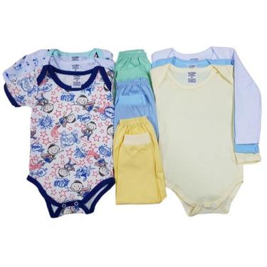 Imagem de Kit C/9 peças Body+mijão Roupa De Bebê Recém Nascido - Batutinhas, MEN