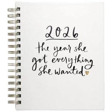 Imagem de WORLD TRAVELER Agenda 2026 semanal e mensal - 18 cm x 21 cm capa dura janeiro dezembro espiral agenda diária 2026 lista de tarefas, tamanho 17 x 21 cm, sálvia branca