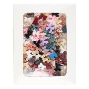 Imagem de YTaraHub 100 peças de laços de resina de cor sólida, laços de fita de coquete 3D para arte de unhas e decoração de casa de bonecas, fundo plano fosco cremoso para artesanato faça você mesmo com