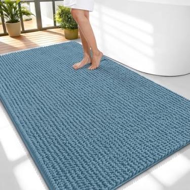 Imagem de OLANLY Tapetes de banheiro espessos 139 x 89 cm, tapetes de banho de chenille absorventes extramacios, suporte de borracha, lavar à máquina, secar na máquina, tapetes de banho para piso de banheiro