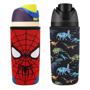 Imagem de Pacote com 2 capas de neoprene fofas compatíveis com Owala Kids de 340 g, 425 g, 473 ml, acessórios para garrafa de água Owala Kids FreeSip e copo de plástico, manga resistente a arranhões para