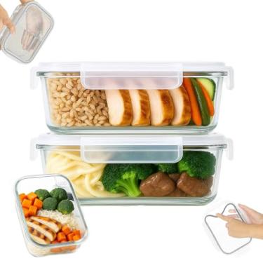 Imagem de Kit com 2 Potes de Vidro para Marmita 640ml Yab, Pote Hermético com Tampa Vedação Segura, Vidro Borossilicato, Ideal para Alimentos, Freezer e Micro-ondas, Alta Durabilidade