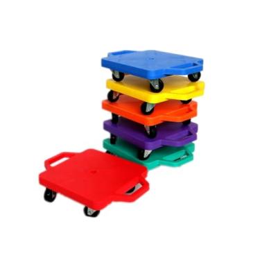 Imagem de Conjunto de prancha de scooter Cosom, quadro infantil de 30,5 cm com rodízios de metal não marcantes e protetores de segurança para aulas de educação física, pranchas deslizantes com alças de