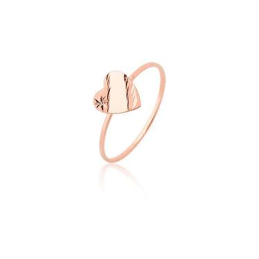 Imagem de Anel Barato Ouro Coração Todo Ouro Rosa Rosé Coleção 18k A15 - MAEHLER