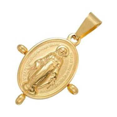 Imagem de Colar Com Pingente De Nossa Senhora Arco-Íris Dourado Para Mulheres, G