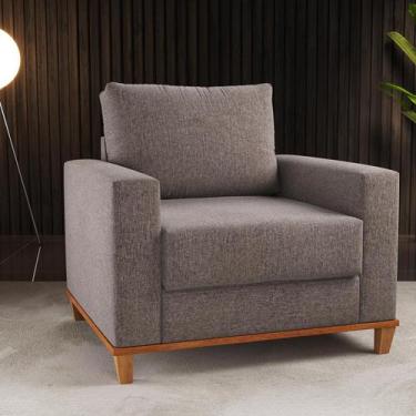 Imagem de Poltrona Lizzie 1 Almofada Solta Linho Kaki - Casa Giulia