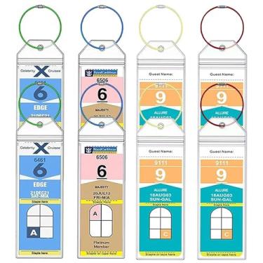 Imagem de 8 peças de porta-etiquetas transparentes para bagagem de cruzeiro, acessórios de viagem transparentes à prova d'água para etiquetas e alças de bagagem