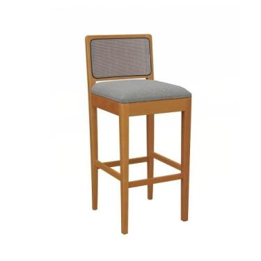 Imagem de Banqueta Em Madeira Maciça Sara Kappesberg Boucle Cinza Tela Chumbo