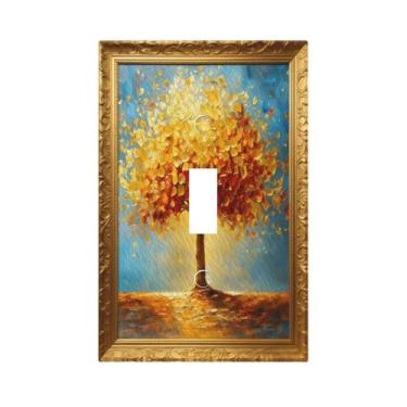 Imagem de Capa decorativa para interruptores de luz, árvore dourada da vida, placa de parede com interruptor único, capa decorativa para decoração de casa