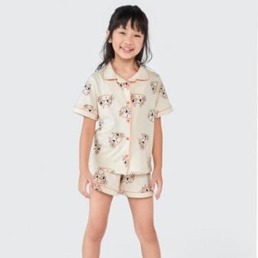 Imagem de Conjunto Pijama Curto Infantil Menina Bege Gatinha Hering-Feminino