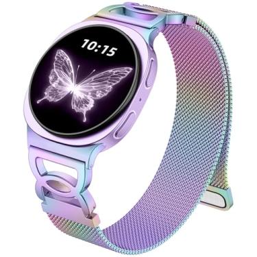 Imagem de Adorve Pulseira de metal compatível com Galaxy Watch 8 de 40 mm e 44 mm, Galaxy Watch 8 Classic de 46 mm, pulseira magnética milanesa sem lacunas para Samsung Watch com design exclusivo