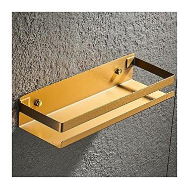 Imagem de Prateleiras de chuveiro prateleira de banheiro, rack de chuveiro de aço inoxidável, prateleira de chuveiro quadrada preta, organizador de armazenamento acessórios de banho (cor: dourado 50 cm