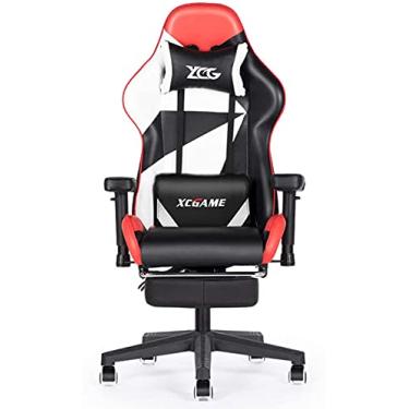 Imagem de Cadeira executiva ergonômica PC cadeira executiva estilo corrida cadeira de escritório com apoio de braço acolchoado apoio lombar apoio lombar e apoio para os pés - vermelho B 80 x 32 x 59 cm