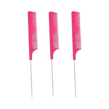 Imagem de Pente Profissional De Aço Inoxidável Com Dentes Finos Para Corte E Est