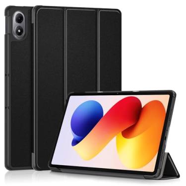 Imagem de Gylint Capa para Xiaomi Redmi Pad 2 Pro 12,1 polegadas 2025, capa dobrável de couro PU ultrafina com suporte para despertar/hibernar automática preta