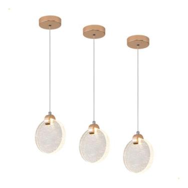 Imagem de Kit 3 Luminária Pendente Vidro Cristal Com Bolhas Nitrolux
