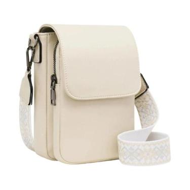 Imagem de Bolsa Transversal Retro Feminina Em Couro PU Com Alça Larga E Tampa, P