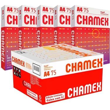 Imagem de 5 Pacotes de Chamex Papel Sulfite A4 Office 500Folhas Cada Resma - Suz