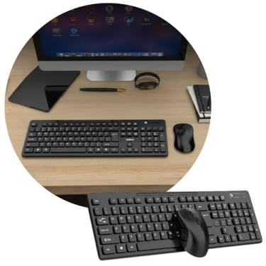 Imagem de Kit Teclado Mouse Sem Fio, Wireless, Alcance de 10 metros, ABNT2 Brasileiro, Compatível com PC, Notebook, Vídeo Game, TV (Preto)
