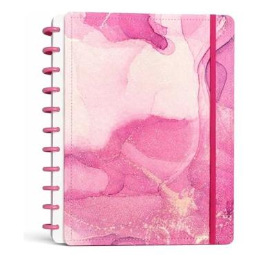 Imagem de Caderno Inteligente grande com 11 discos, 80 folhas A4 pautadas, capa dura com cores variadas + kit com 12 discos tamanho grande para troca (rosa)